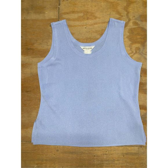 Misook Scoop Tank, Corn Flower Blue Top, Size Large, MSRP $188 - Picture 4 of 9
